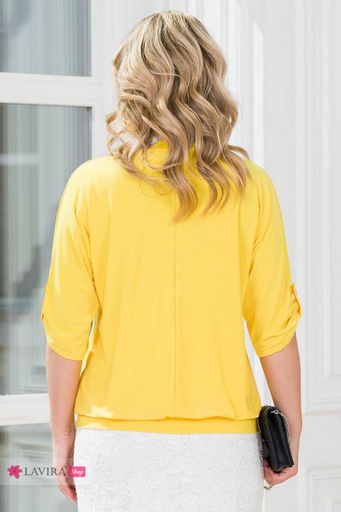Блуза «София» ярко-желтый/серый